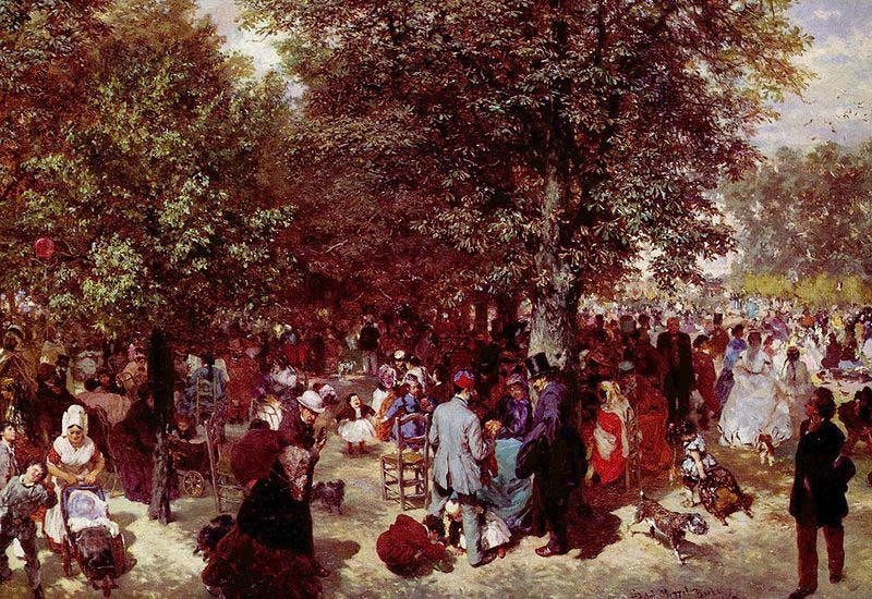 Adolph von Menzel Afternoon at the Tuileries Park oil painting image